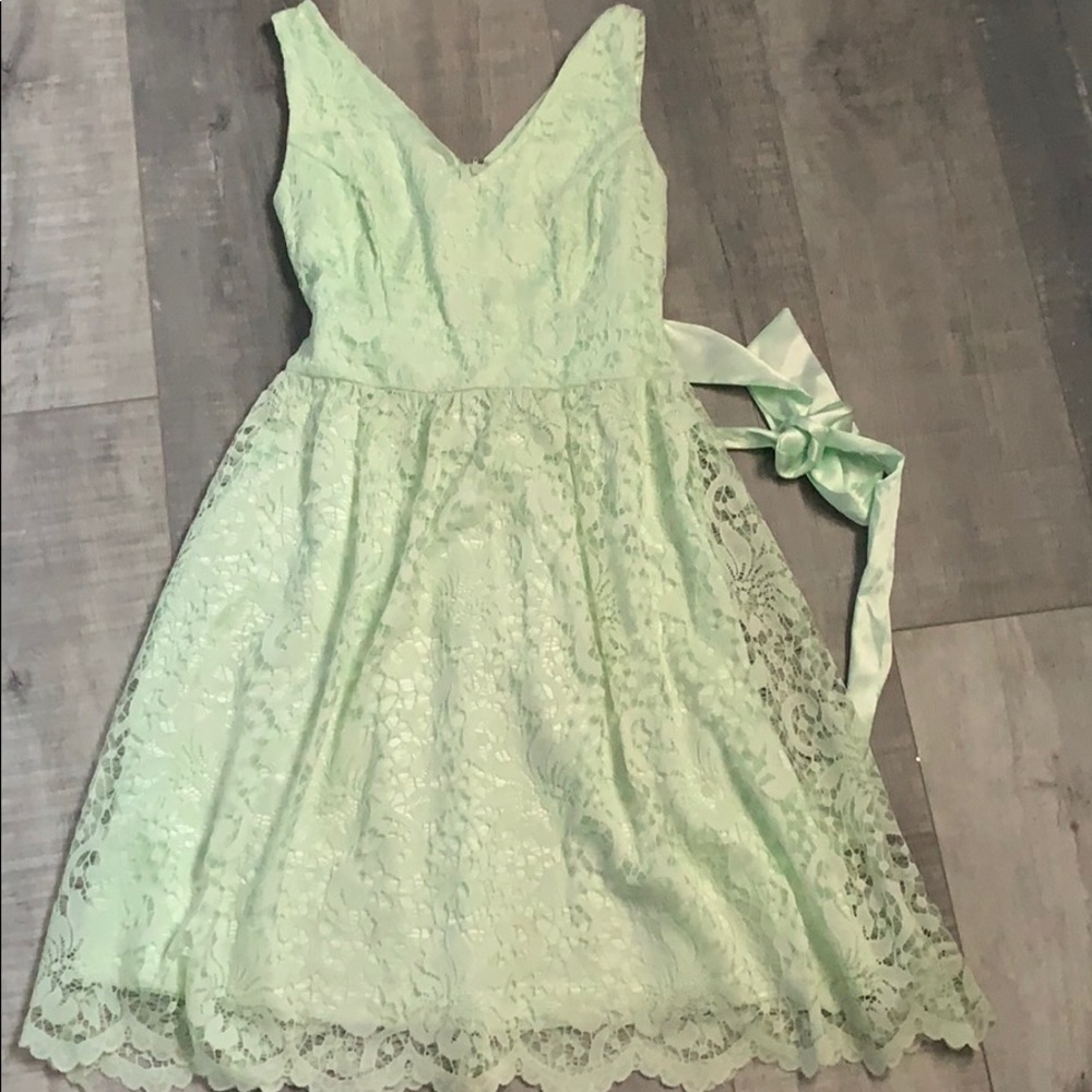 Light green/seafoam green lace dress